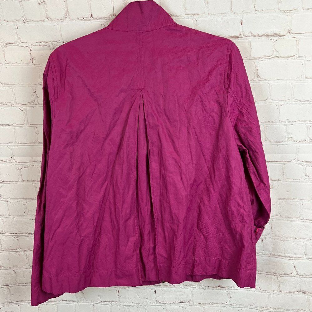 COLDWATER CREEK pink purple zipper roll tab sleeve jacket blazer rain coat 10 - Picture 7 of 8